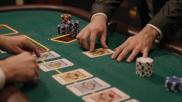 Live Blackjack-Tisch mit Dealer-H&auml;nden, die Karten auf gr&uuml;nem Filz mit orangen Neonakzenten austeilen