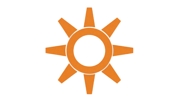 Abstraktes oranges geometrisches Logo-Konzept f&uuml;r Merkur Gaming als Sonne-oder-Stern-Motiv